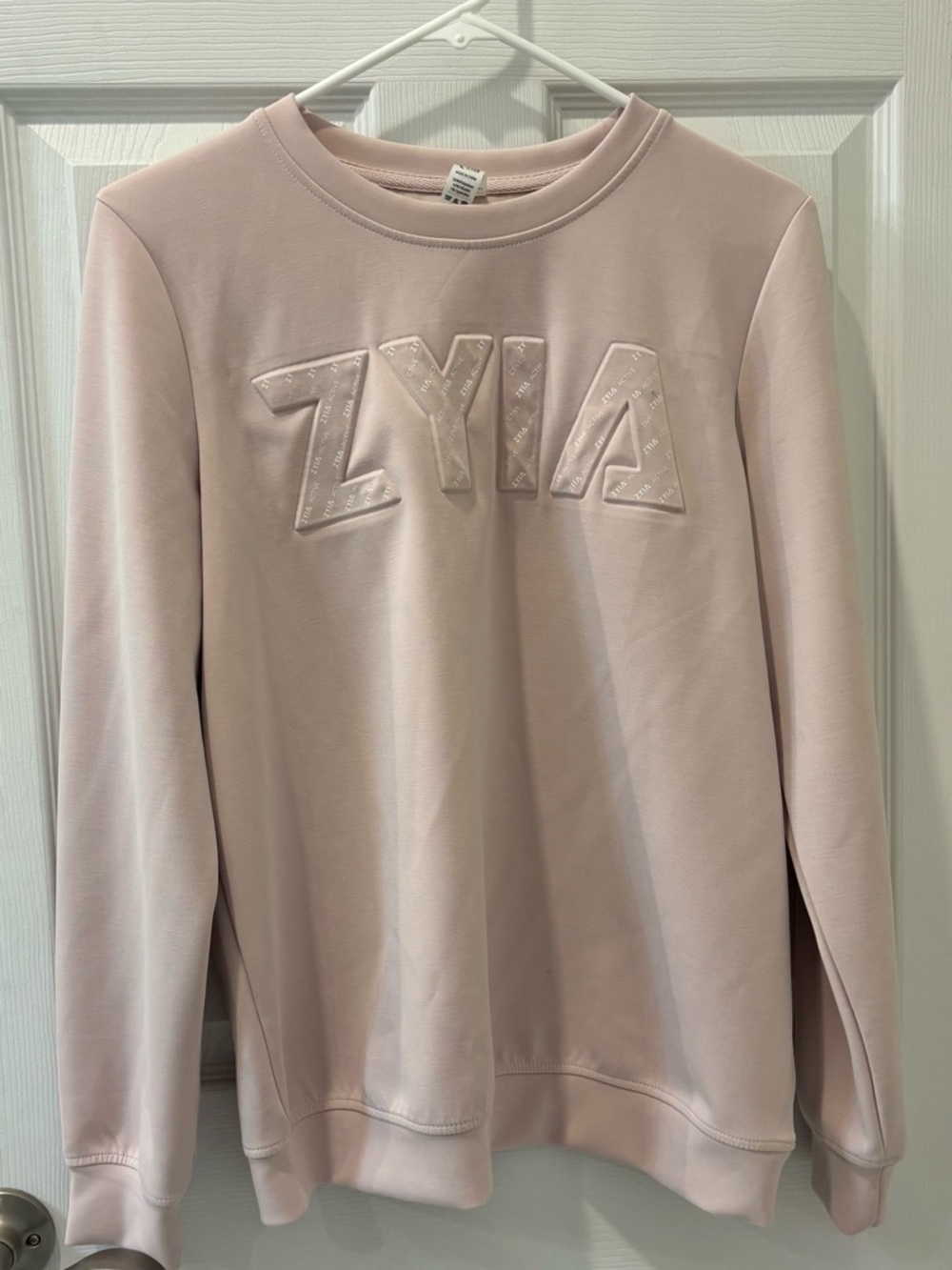 ZYA Embossed Logo Crewneck Sweatshirt - Light Pink